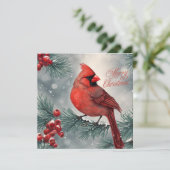 Frohe Weihnachten Roter Kardinal und Berries (Stehend Vorderseite)