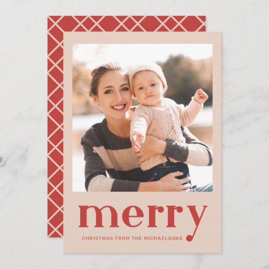 Frohe Weihnachten Roter Karierter Karo Foto (Vorne/Hinten)