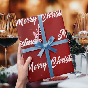 Frohe Weihnachten Roter Karmesin Elegant Geschenkpapier