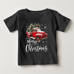 Frohe Weihnachten Roter LKW Familien-Weihnachts-Ou Baby T-shirt