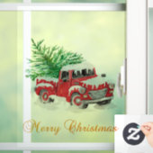 Frohe Weihnachten Roter LKW Pine Tree Fensteraufkleber (Zuhause)