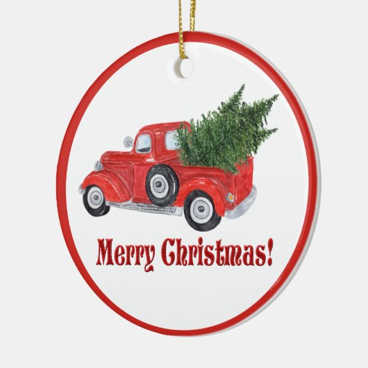 Frohe Weihnachten Roter LKW und Baum Ornament (Links)