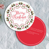 Frohe Weihnachten Roter Pinecone Kranz Kreis Einladung