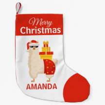 Frohe Weihnachten Roter Santa Lama Lustig Süß