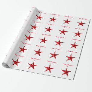 Frohe Weihnachten Roter Stern Dekoration mit Text Geschenkpapier