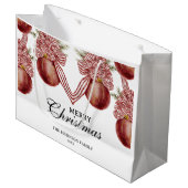 Frohe Weihnachten Roter Streifen Ornament Urlaub Große Geschenktüte (Vorderseite Schrägansicht)