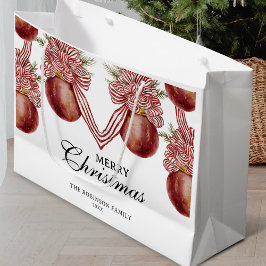 Frohe Weihnachten Roter Streifen Ornament Urlaub Große Geschenktüte