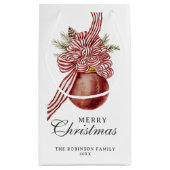 Frohe Weihnachten Roter Streifen Ornament Urlaub Kleine Geschenktüte (Rückseite)