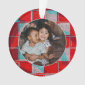 Frohe Weihnachten Roter Strick Knitting Familie Fo Ornament (Vorderseite)