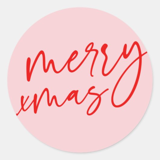 Frohe Weihnachten Roter und Rosa Schrift Sticker (Vorderseite)