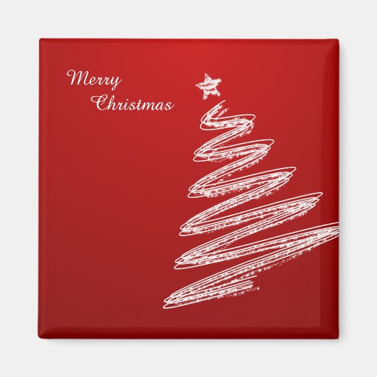 Frohe Weihnachten Roter Weihnachtsbaum Magnet (Vorne)