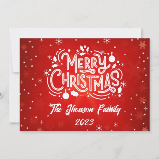 Frohe Weihnachten Roter Winter Schneeflocken Einladung (Vorderseite)