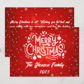 Frohe Weihnachten Roter Winter Schneeflocken Einladung (Vorne/Hinten)