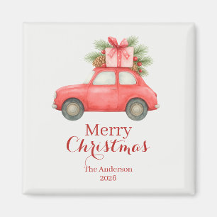 Frohe Weihnachten Rotes Auto – Personalisiertes We Magnet