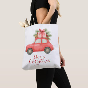 Frohe Weihnachten Rotes Auto – Personalisiertes We Tasche