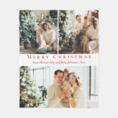 Frohe Weihnachten rotes Drehbuch 3 Fotos Collage C Fleecedecke (Vorderseite)