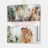 Frohe Weihnachten rotes Drehbuch 3 Fotos Collage F Keramikornament (Links)