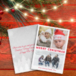 Frohe Weihnachten rotes Drehbuch 3 Fotos Collage Mitteilungskarte<br><div class="desc">Hintergrund Deko von freepik.com elegante Weihnachtsbrille drei Fotos Collage Familienurlaub Note Card zwei Side Card,  auf der Rückseite der Urlaubsnachricht,  custom.</div>