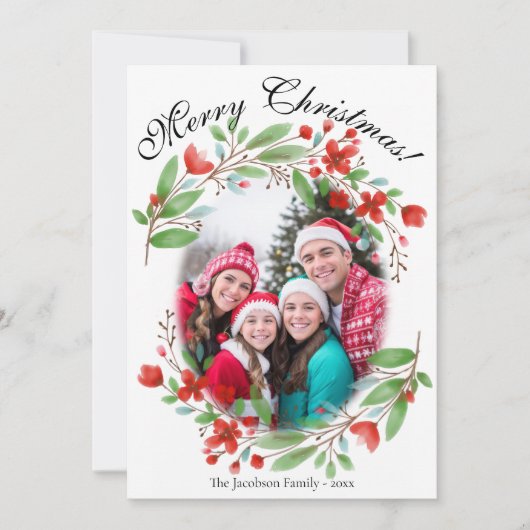 Frohe Weihnachten Rotes Grünes Foto (Vorderseite)