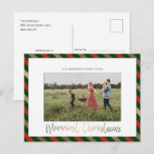 Frohe Weihnachten Rotes grünes Foto Weihnachtskart Postkarte (Vorne/Hinten)
