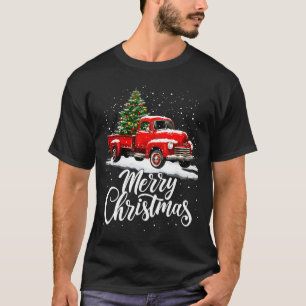 Frohe Weihnachten Rotes Lastwagen Familie Passende T-Shirt