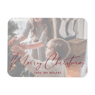 Frohe Weihnachten Rotes Minimalistisches Foto Magn Magnet