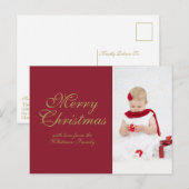 Frohe Weihnachten Rotes Personalisiertes Foto (Vorne/Hinten)
