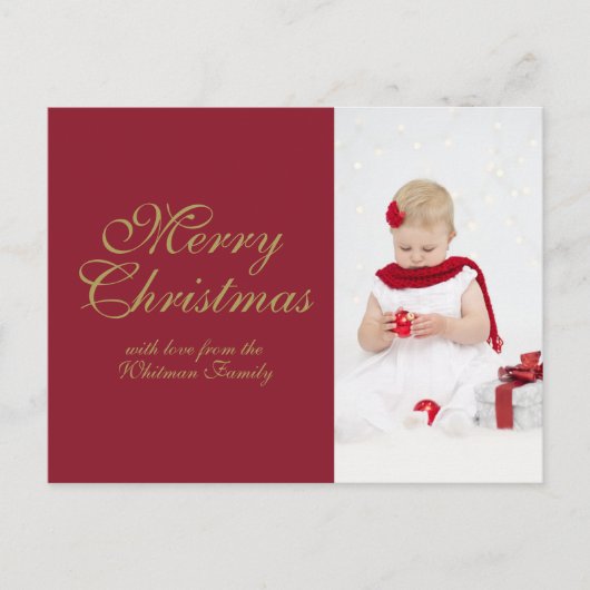Frohe Weihnachten Rotes Personalisiertes Foto (Vorderseite)