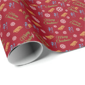 Frohe Weihnachten rotes Schneeflockenmuster Geschenkpapier (Rolleneckpunkt)