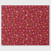 Frohe Weihnachten Rotes Schneeflockenmuster Geschenkpapier (Flach)