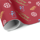 Frohe Weihnachten Rotes Schneeflockenmuster Geschenkpapier (Rolleneckpunkt)