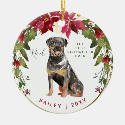 Frohe Weihnachten Rottweiler | addieren das Foto Keramik Ornament (Vorne)