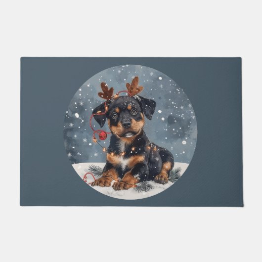 Frohe Weihnachten Rottweiler Dog Reindeer Fußmatte (Vorderseite)