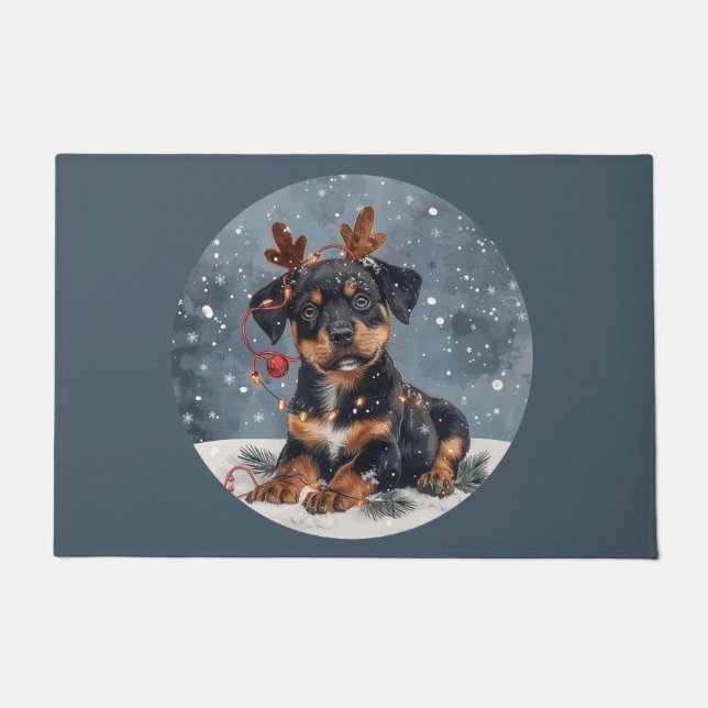 Frohe Weihnachten Rottweiler Dog Reindeer Fußmatte (Vorderseite)