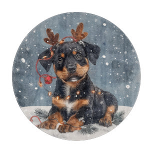 Frohe Weihnachten Rottweiler Dog Reindeer Schneidebrett