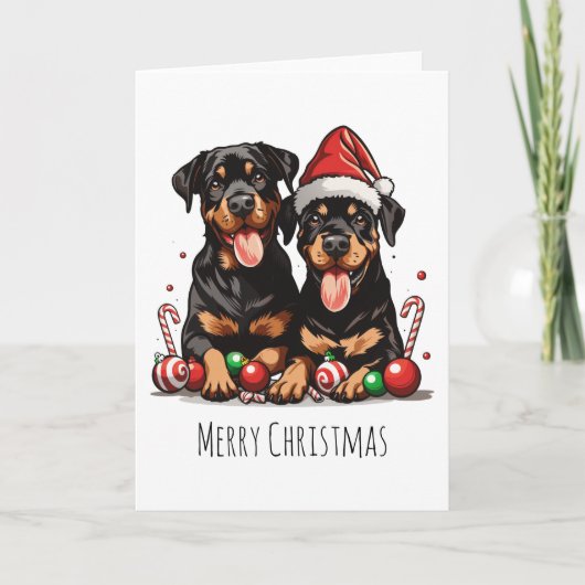 Frohe Weihnachten Rottweiler Dog Santa (Vorderseite)