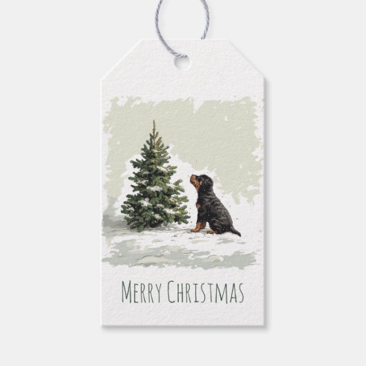 Frohe Weihnachten Rottweiler Dog Weihnachtsbaum Geschenkanhänger (Vorderseite)