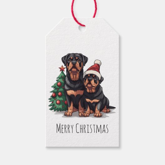 Frohe Weihnachten Rottweiler Dog Weihnachtsbaum Geschenkanhänger (Vorderseite)