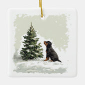 Frohe Weihnachten Rottweiler Dog Weihnachtsbaum Keramikornament (Vorderseite)