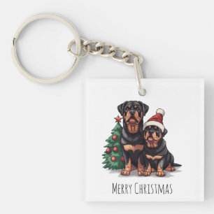 Frohe Weihnachten Rottweiler Dog Weihnachtsbaum Schlüsselanhänger