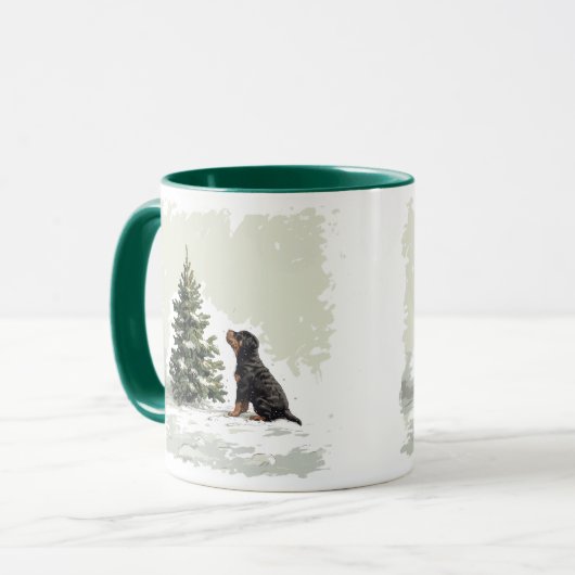Frohe Weihnachten Rottweiler Dog Weihnachtsbaum Tasse (Vorderseite Links)