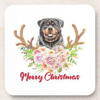 Frohe Weihnachten Rottweiler Hund Reindeer Xmas Hu Getränkeuntersetzer
