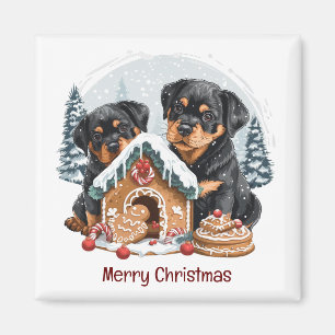 Frohe Weihnachten Rottweiler Hunde Gingerbread Hau Magnet