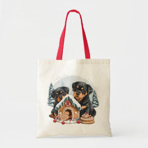 Frohe Weihnachten Rottweiler Hunde Gingerbread Hau Tragetasche