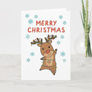 Frohe Weihnachten Rudolph Red Nose Reindeer Snow Karte