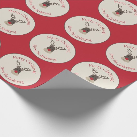 Frohe Weihnachten Rudolph Reindeer Geschenkwrap Geschenkpapier (Ecke)