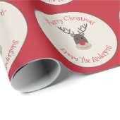 Frohe Weihnachten Rudolph Reindeer Geschenkwrap Geschenkpapier (Rolleneckpunkt)