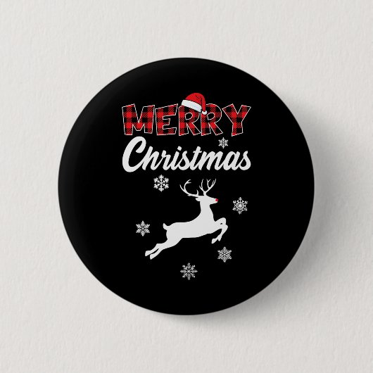Frohe Weihnachten Rudolph Reindeer Xmas Button (Vorderseite)