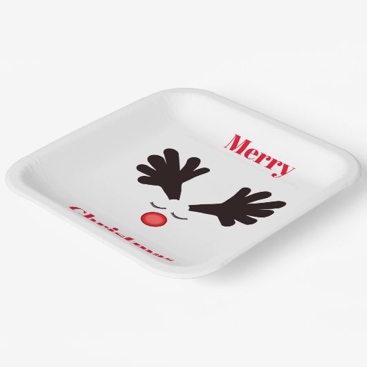 Frohe Weihnachten Rudolph White Paper Plate Pappteller (Gewinkelt)