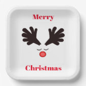 Frohe Weihnachten Rudolph White Paper Plate Pappteller (Vorderseite)